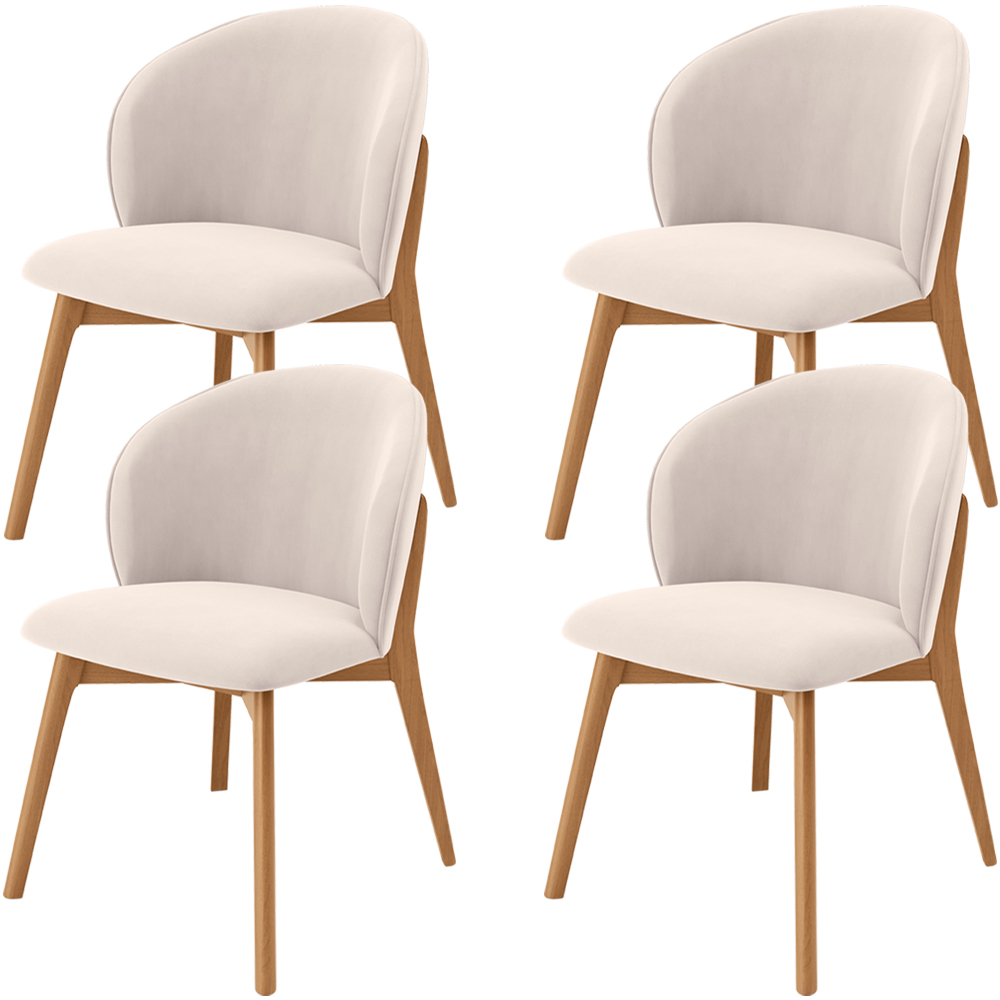 Kit 04 Cadeiras de Jantar e Estar Living Estofada Mia L02 Suede Bege - Lyam Decor