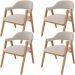 Kit 04 Cadeiras de Jantar e Estar Living Estofada Nadja L02 Bouclê Bege - Lyam Decor