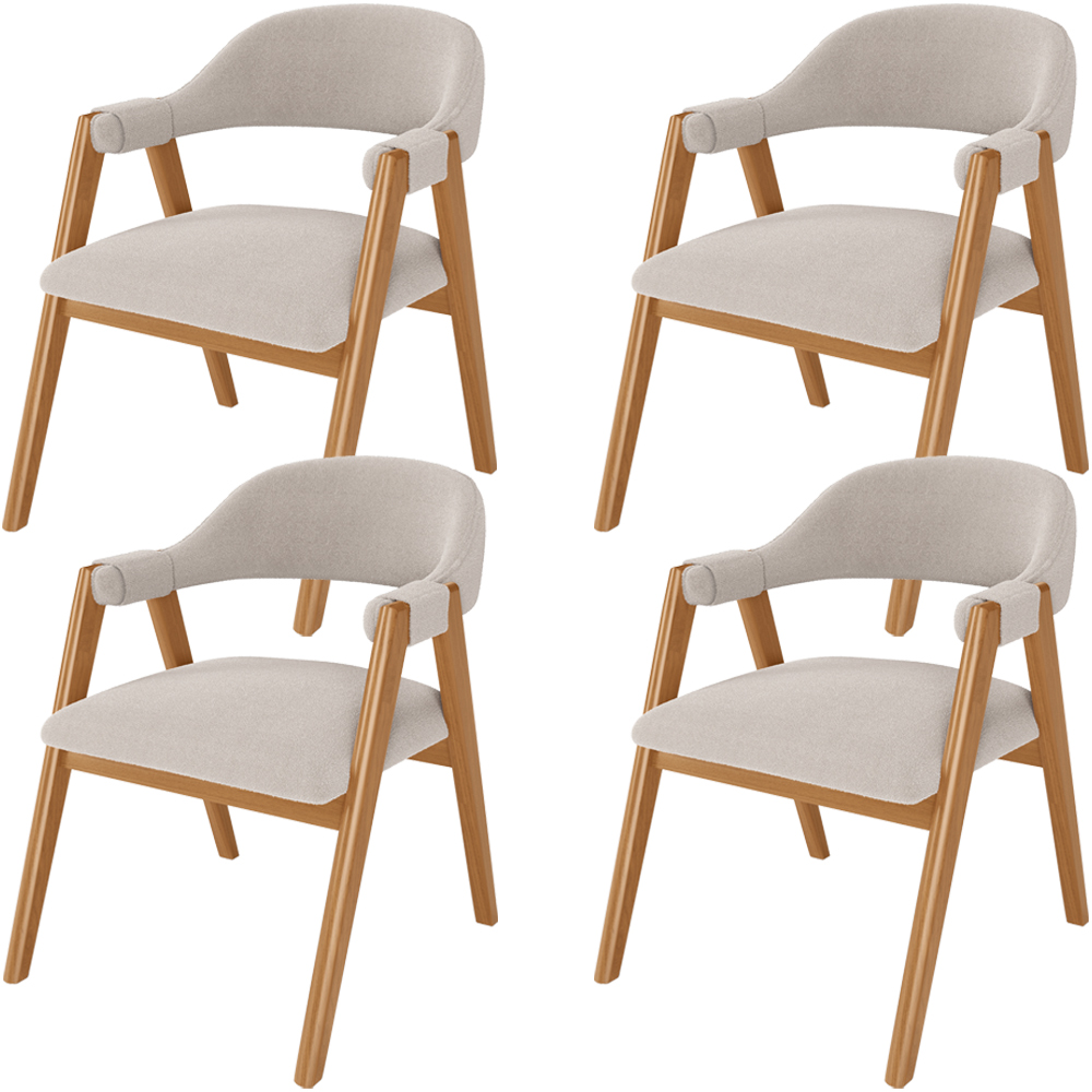 Kit 04 Cadeiras de Jantar e Estar Living Estofada Nadja L02 Bouclê Bege - Lyam Decor
