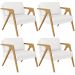 Kit 04 Poltrona Decorativa Para Sala Pietra Estrutura De Madeira L02 Corano Branco - Lyam Decor