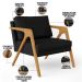 Kit 04 Poltrona Decorativa Para Sala Pietra Estrutura De Madeira L02 Corano Preto - Lyam Decor