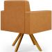Kit 04 Poltronas Decorativa Base Giratória de Madeira Helô L02 Couríssimo Whisky - Lyam Decor