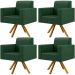 Kit 04 Poltronas Decorativa Base Giratória de Madeira Helô L02 Facto Verde Musgo - Lyam Decor