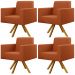 Kit 04 Poltronas Decorativa Base Giratória de Madeira Helô L02 Tecido Terracota - Lyam Decor