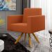 Kit 04 Poltronas Decorativa Base Giratória de Madeira Helô L02 Tecido Terracota - Lyam Decor