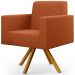 Kit 04 Poltronas Decorativa Base Giratória de Madeira Helô L02 Tecido Terracota - Lyam Decor