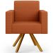 Kit 04 Poltronas Decorativa Base Giratória de Madeira Helô L02 Tecido Terracota - Lyam Decor