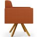 Kit 04 Poltronas Decorativa Base Giratória de Madeira Helô L02 Tecido Terracota - Lyam Decor