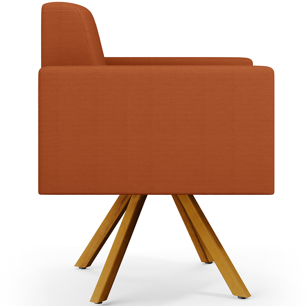 Kit 04 Poltronas Decorativa Base Giratória de Madeira Helô L02 Tecido Terracota - Lyam Decor