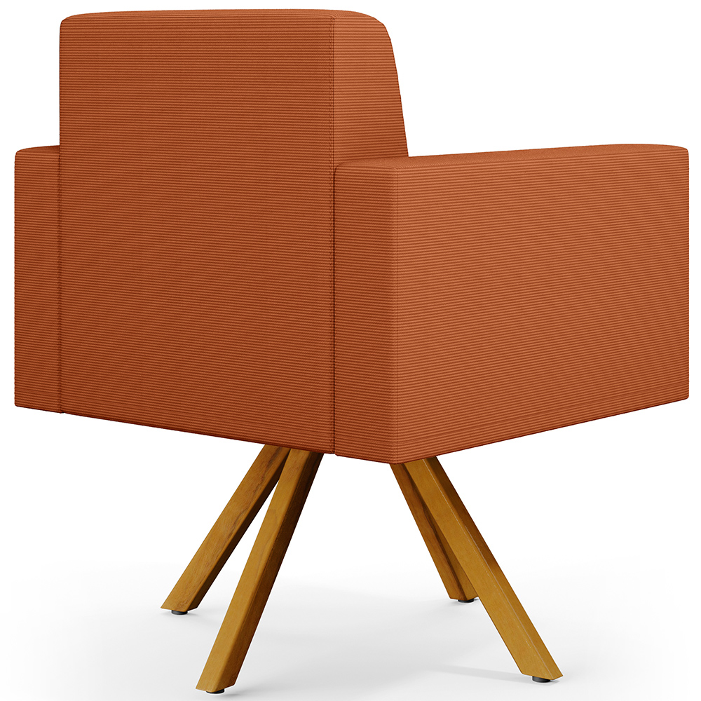 Kit 04 Poltronas Decorativa Base Giratória de Madeira Helô L02 Tecido Terracota - Lyam Decor