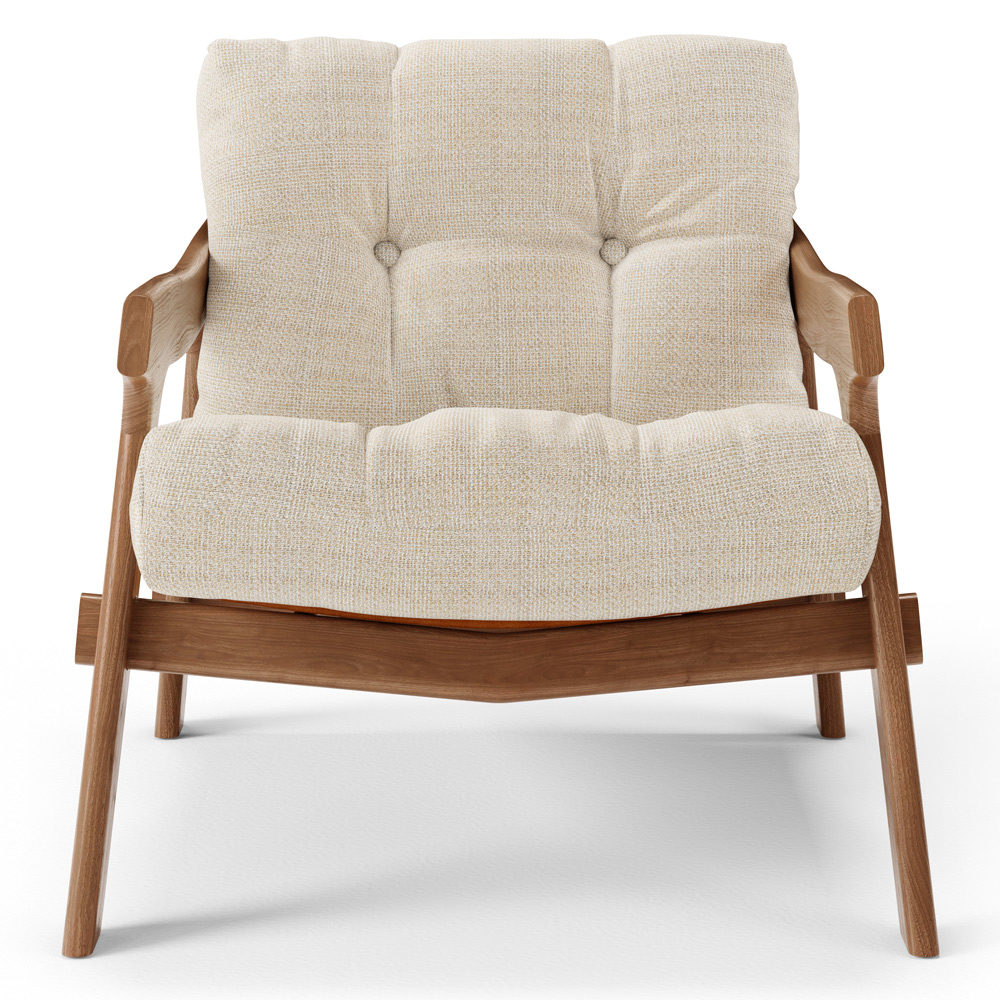 Kit 04 Poltronas Decorativa Fixa Para Sala Living Ikary L02 Canela Linho Palha - Lyam Decor