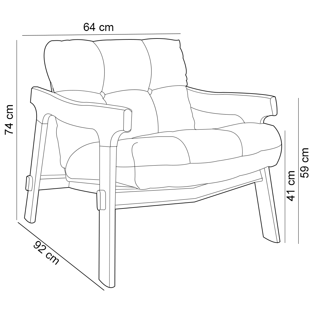 Kit 04 Poltronas Decorativa Fixa Para Sala Living Ikary L02 Canela Linho Palha - Lyam Decor