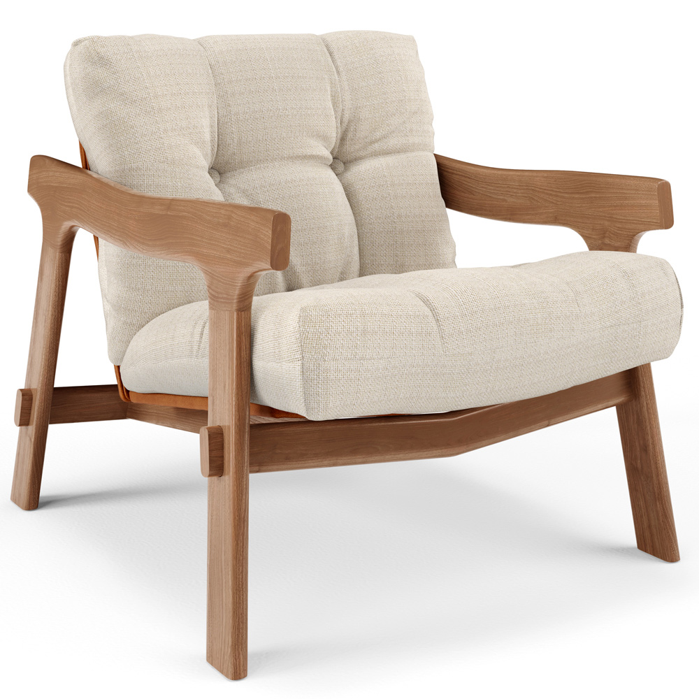 Kit 04 Poltronas Decorativa Fixa Para Sala Living Ikary L02 Canela Linho Palha - Lyam Decor