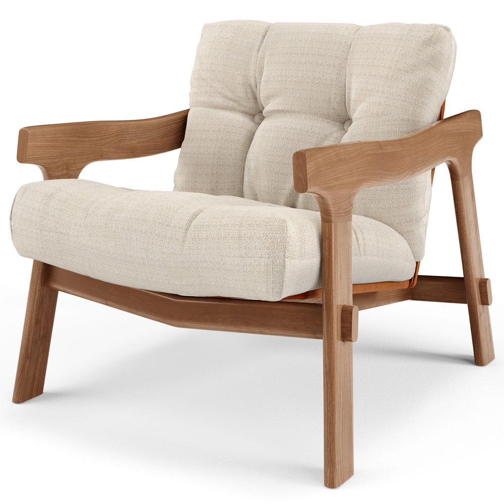 Kit 04 Poltronas Decorativa Fixa Para Sala Living Ikary L02 Canela Linho Palha - Lyam Decor