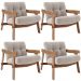 Kit 04 Poltronas Decorativa Fixa Para Sala Living Ikary L02 Canela Prime Bouclê Bege Escuro - Lyam Decor