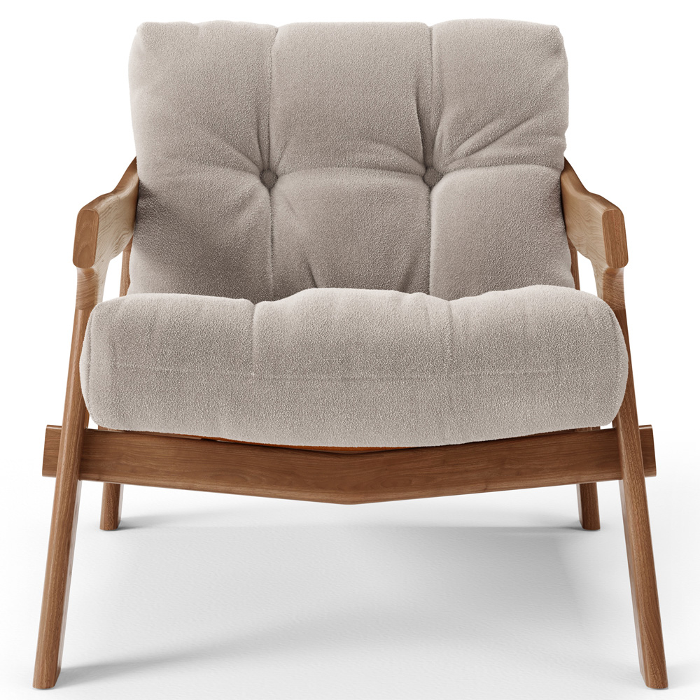 Kit 04 Poltronas Decorativa Fixa Para Sala Living Ikary L02 Canela Prime Bouclê Bege Escuro - Lyam Decor