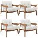 Kit 04 Poltronas Decorativa Fixa Para Sala Living Ikary L02 Canela Prime Bouclê Branco - Lyam Decor