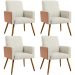 Kit 04 Poltronas Decorativa Maria W01 Pés Palito Linho Champagne Couríssimo Camel - Lyam Decor