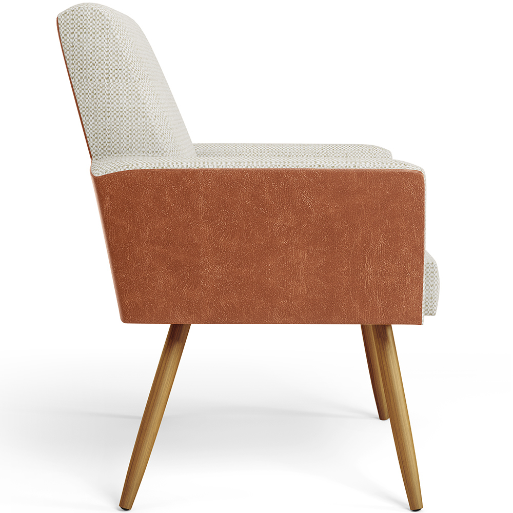 Kit 04 Poltronas Decorativa Maria W01 Pés Palito Linho Champagne Couríssimo Camel - Lyam Decor