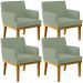 Kit 04 Poltronas Decorativa Para Sala De Estar E Recepção Beatriz W01 Bouclê Oliva - Lyam Decor