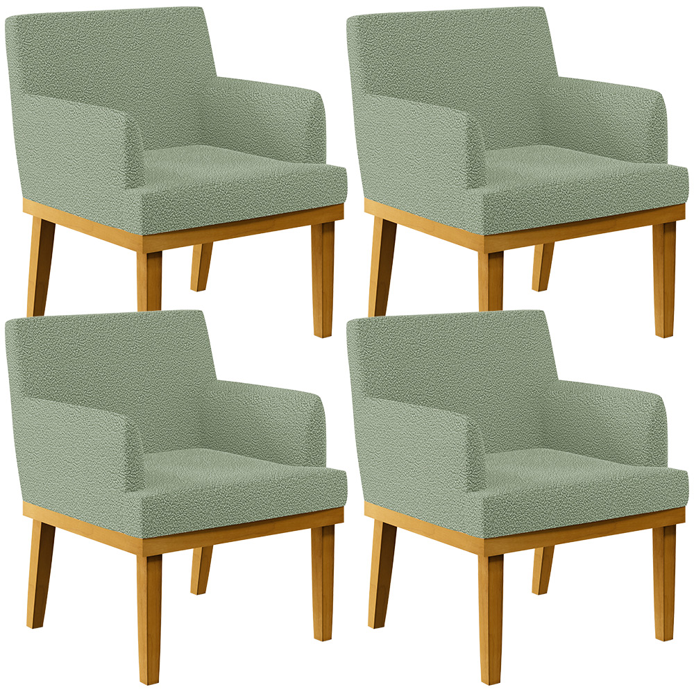 Kit 04 Poltronas Decorativa Para Sala De Estar E Recepção Beatriz W01 Bouclê Oliva - Lyam Decor