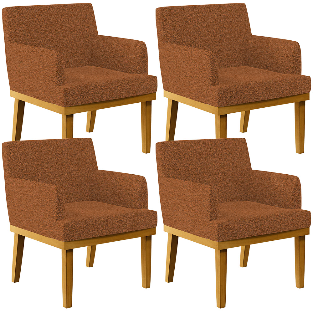 Kit 04 Poltronas Decorativa Para Sala De Estar E Recepção Beatriz W01 Bouclê Terracota - Lyam Decor