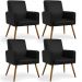 Kit 04 Poltronas Decorativa Para Sala De Estar Maria W01 Pés Palito Couríssimo Preto - Lyam Decor