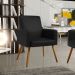 Kit 04 Poltronas Decorativa Para Sala De Estar Maria W01 Pés Palito Couríssimo Preto - Lyam Decor