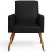 Kit 04 Poltronas Decorativa Para Sala De Estar Maria W01 Pés Palito Couríssimo Preto - Lyam Decor
