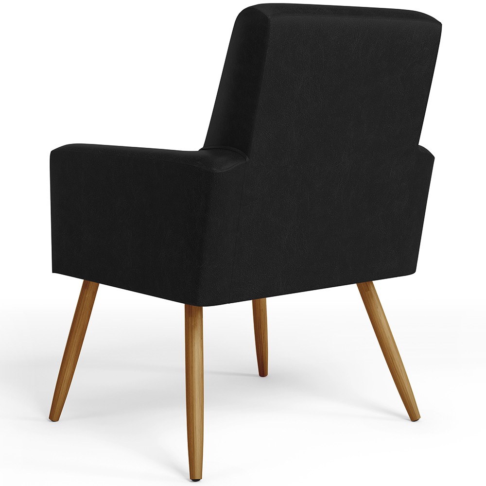 Kit 04 Poltronas Decorativa Para Sala De Estar Maria W01 Pés Palito Couríssimo Preto - Lyam Decor