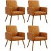 Kit 04 Poltronas Decorativa Para Sala De Estar Maria W01 Pés Palito Couríssimo Whisky - Lyam Decor