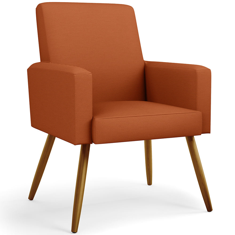 Kit 04 Poltronas Decorativa Para Sala De Estar Maria W01 Pés Palito Tecido Terracota - Lyam Decor