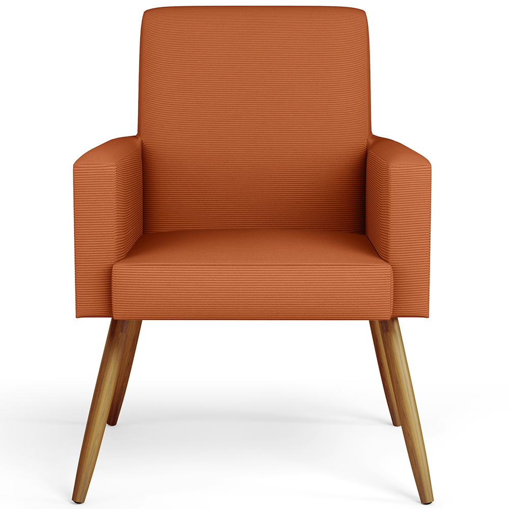 Kit 04 Poltronas Decorativa Para Sala De Estar Maria W01 Pés Palito Tecido Terracota - Lyam Decor