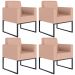 Kit 04 Poltronas Decorativa Para Sala E Recepção Base Fixa De Metal Helô L02 Linho Rosê - Lyam Decor