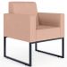 Kit 04 Poltronas Decorativa Para Sala E Recepção Base Fixa De Metal Helô L02 Linho Rosê - Lyam Decor