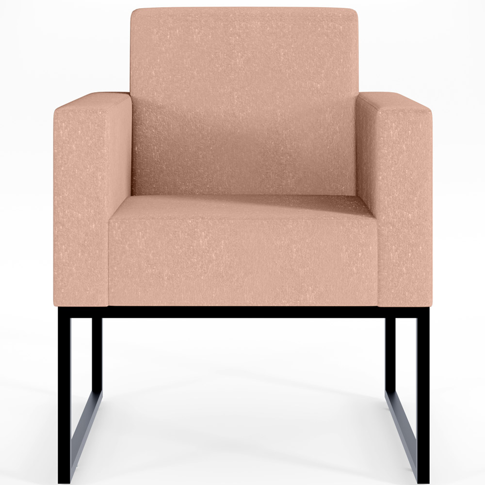 Kit 04 Poltronas Decorativa Para Sala E Recepção Base Fixa De Metal Helô L02 Linho Rosê - Lyam Decor