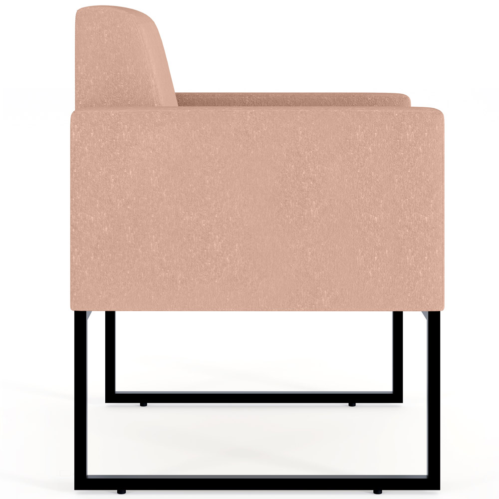 Kit 04 Poltronas Decorativa Para Sala E Recepção Base Fixa De Metal Helô L02 Linho Rosê - Lyam Decor