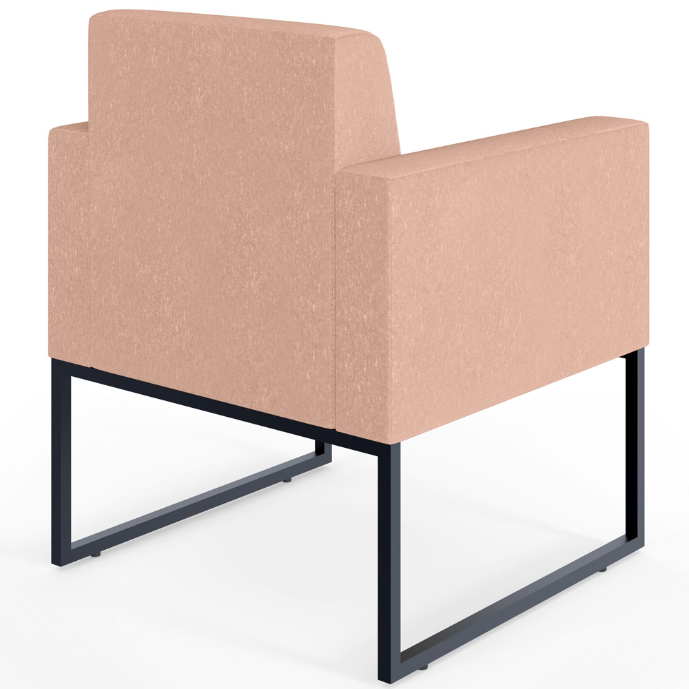 Kit 04 Poltronas Decorativa Para Sala E Recepção Base Fixa De Metal Helô L02 Linho Rosê - Lyam Decor
