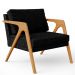 Kit 04 Poltronas Decorativa Para Sala Estar Pietra Estrutura De Madeira L02 Linho Chumbo - Lyam Decor