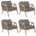 Kit 04 Poltronas Decorativa Para Sala Estar Pietra Estrutura De Madeira L02 Suede Cinza - Lyam Decor
