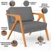 Kit 04 Poltronas Decorativa Para Sala Estar Pietra Estrutura De Madeira L02 Suede Cinza - Lyam Decor