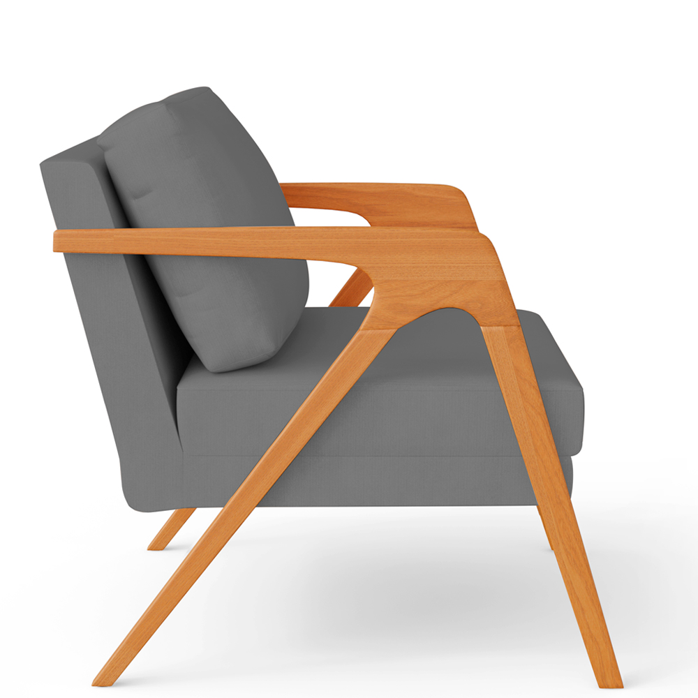 Kit 04 Poltronas Decorativa Para Sala Estar Pietra Estrutura De Madeira L02 Suede Cinza - Lyam Decor