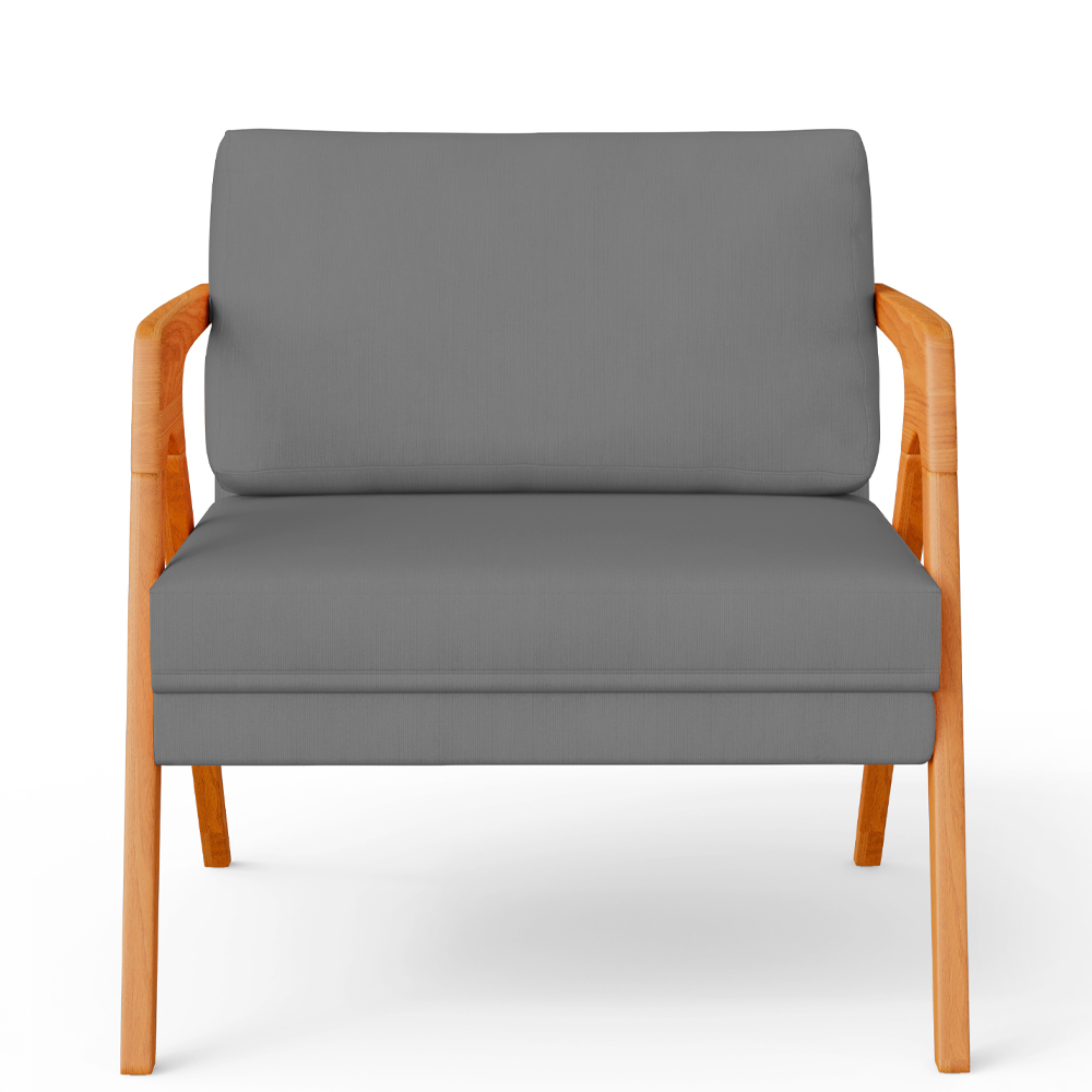Kit 04 Poltronas Decorativa Para Sala Estar Pietra Estrutura De Madeira L02 Suede Cinza - Lyam Decor