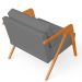 Kit 04 Poltronas Decorativa Para Sala Estar Pietra Estrutura De Madeira L02 Suede Cinza - Lyam Decor