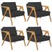 Kit 04 Poltronas Decorativa Para Sala Estar Pietra Estrutura De Madeira L02 Suede Preto - Lyam Decor