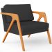 Kit 04 Poltronas Decorativa Para Sala Estar Pietra Estrutura De Madeira L02 Suede Preto - Lyam Decor