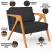 Kit 04 Poltronas Decorativa Para Sala Estar Pietra Estrutura De Madeira L02 Suede Preto - Lyam Decor