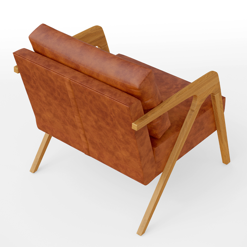 Kit 04 Poltronas Decorativa Para Sala Pietra Estrutura De Madeira L02 Couríssimo Camel - Lyam Decor