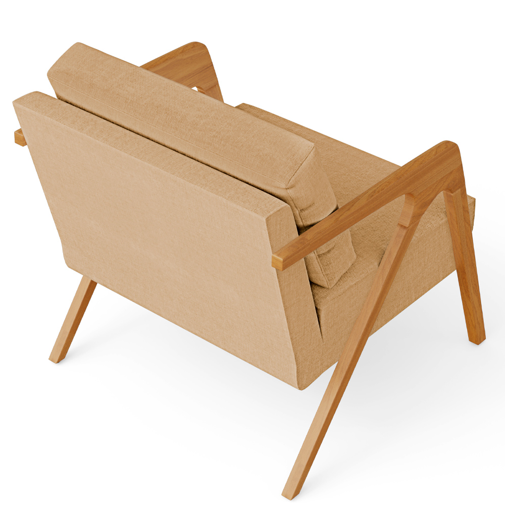 Kit 04 Poltronas Decorativa Para Sala Pietra Estrutura De Madeira L02 Linho Bege Escuro - Lyam Decor