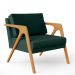 Kit 04 Poltronas Decorativa Para Sala Pietra Estrutura De Madeira L02 Linho Verde Musgo - Lyam Decor